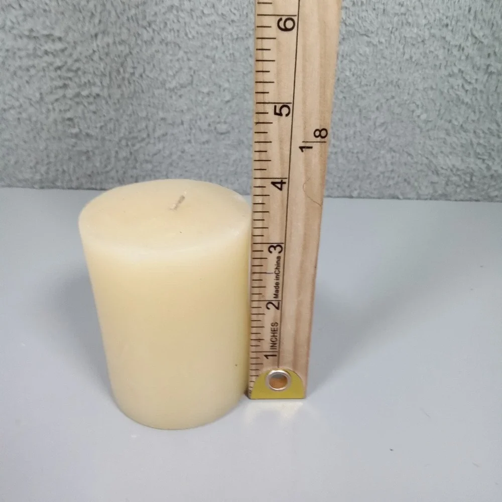 Unbranded‎ Cream Off-White Unscented Pillar Candle 4 Inch Solid Wax Single Wick